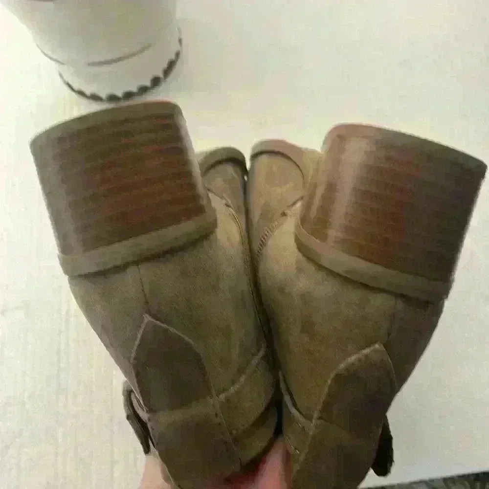 A New Day faux Suede Booties with side detail and zipper on inside ankle. Size 8 - Picture 5 of 5